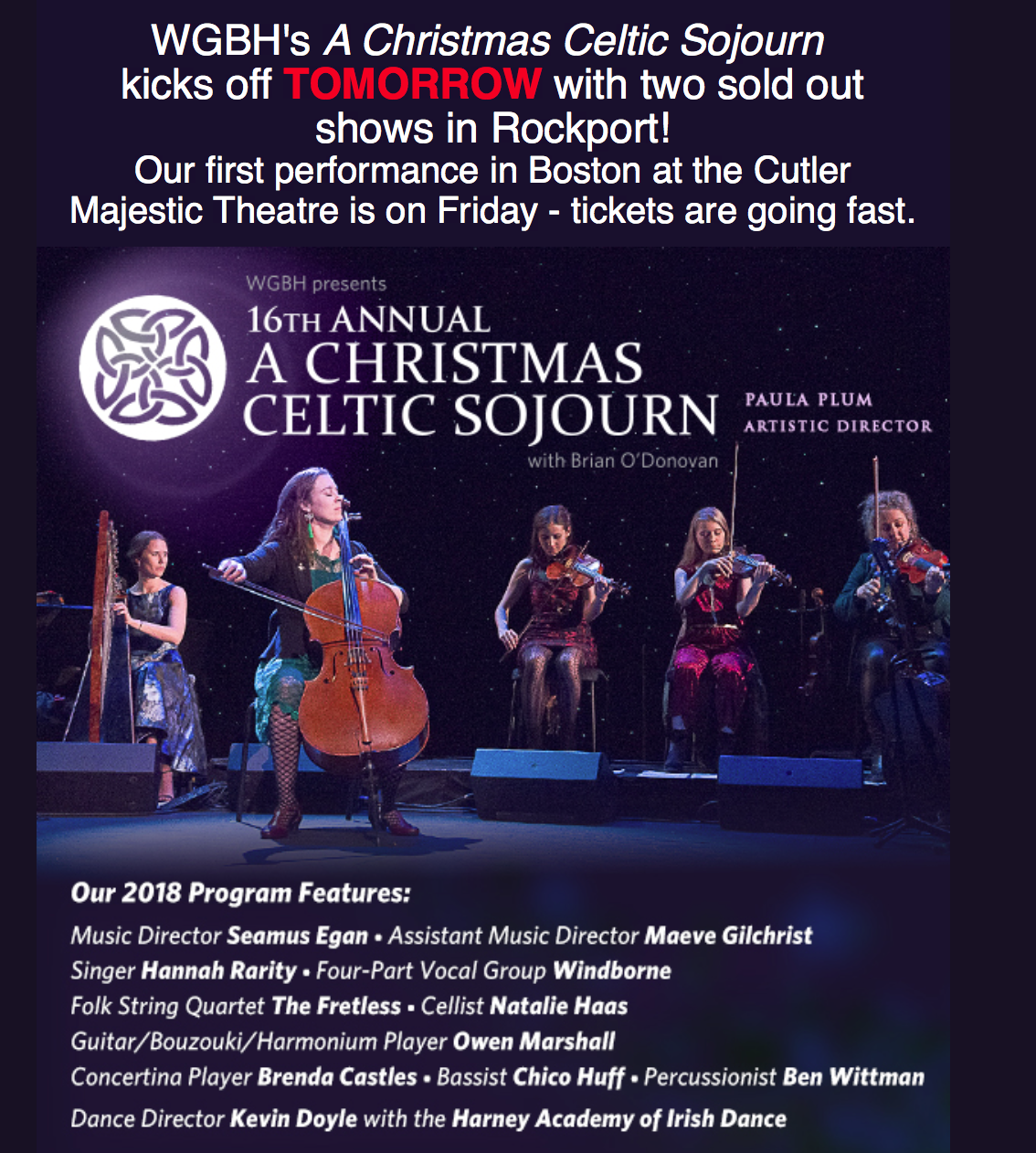 Christmas Celtic Sojourn arrives! Boston Irish